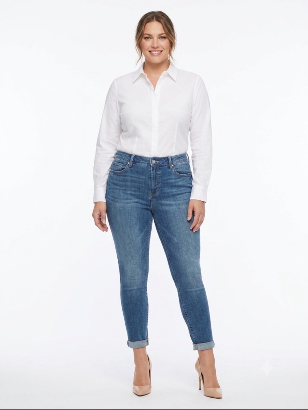 Jessica Simpson High Rise Forever Rolled Ankle Skinny Jeans 10/30 Medium Wash